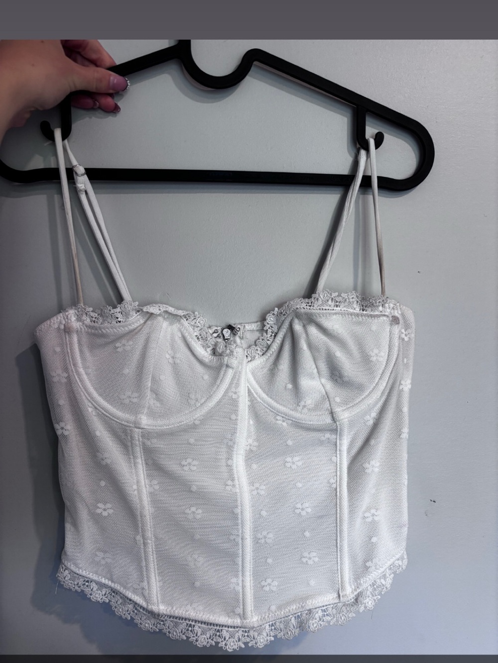 White fox Lace-Trim Corset Camisole Top - Small